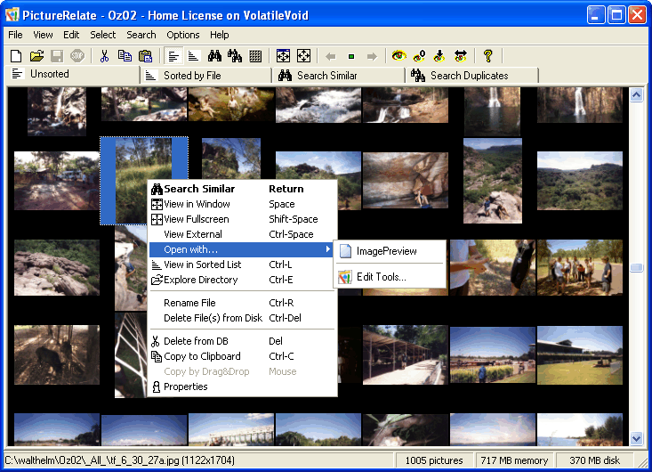 Screenshot: View large list of picture thumbnails